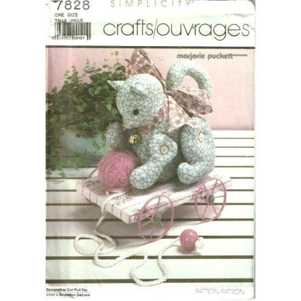Simplicity Sewing Pattern 7828 Cat Pull Toy Marjorie Puckett